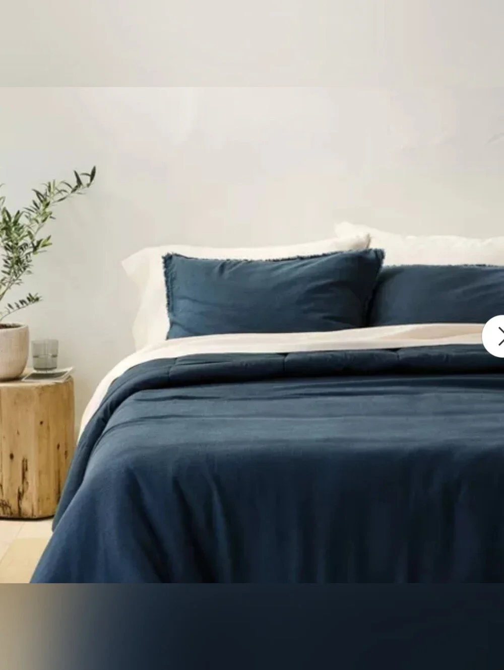 Casaluna Full/Queen Heavyweight Linen Blend Duvet Cover And Sham Ser Dark Blue